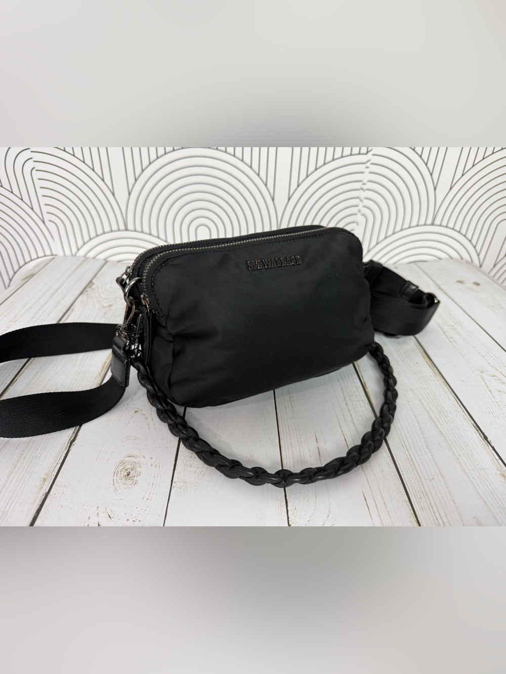 MZ Wallace Black Crossbody Bag with additional shoulder strap
